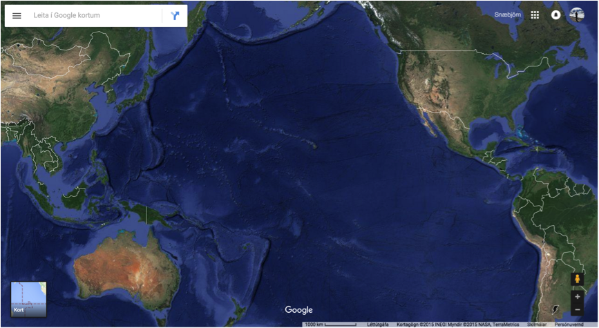 Mynds 4: Google Maps "Satellite view" of the Pacific Ocean