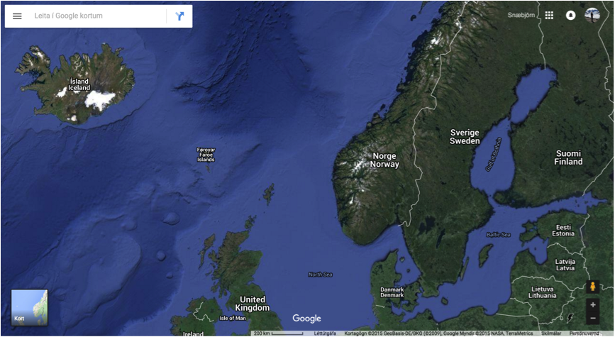 Mynd 2: Google Maps „gervihnattar-sýn“