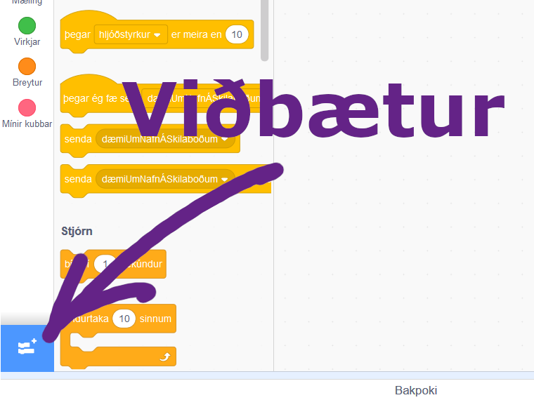Viðbótarhnappur í Scratch