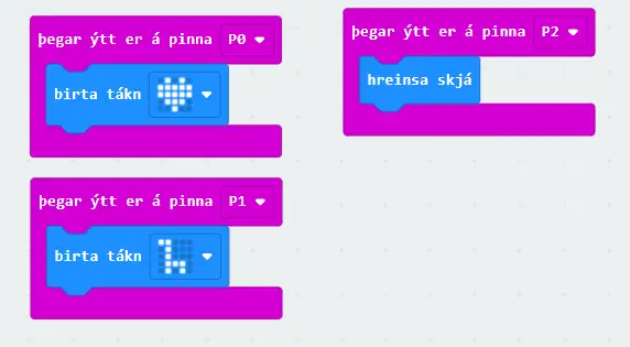 MakeCode forrit fyrir snertiskynjun
