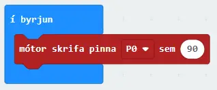 Innbyggða servo-mótor púslið í MakeCode