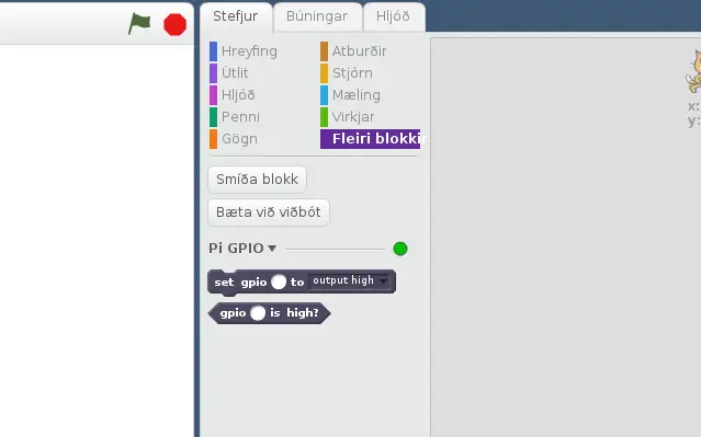GPIO blokkir í Scratch