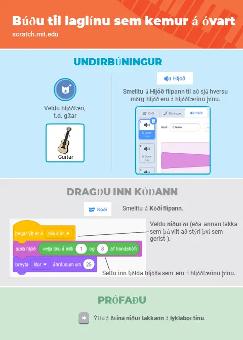 Scratch tónlistarforritun: búðu til laglínu sem kemur á óvart, skref 2